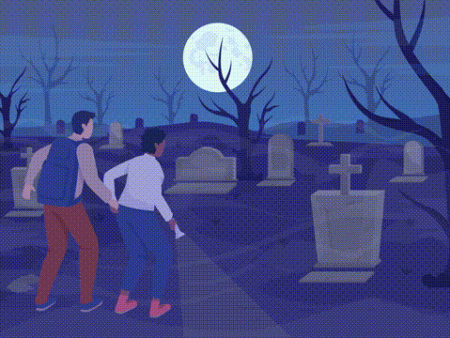 Animated graveyard illustration For Discount