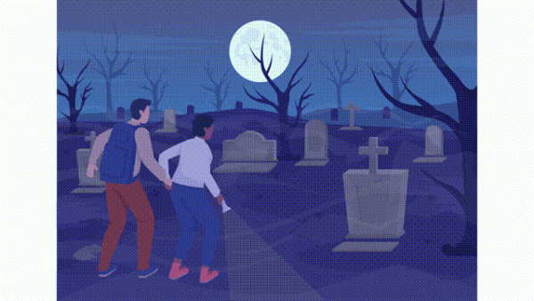 Animated graveyard illustration For Discount