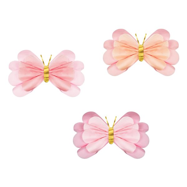 Magical Pink Butterfly Tissue Decorations 3ct For Cheap