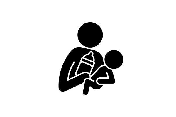 Parent and child interaction black glyph icons set on white space Fashion