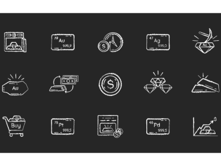 Precious metals and investment chalk white icons set Supply