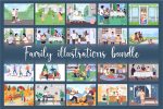 Family illustrations bundle Online now