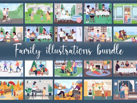 Family illustrations bundle Online now