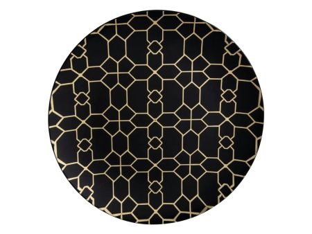 Black & Gold Geometric Pattern Plastic Dessert Plates 10ct Fashion