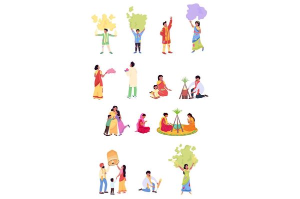 Indian festival vector character set Supply