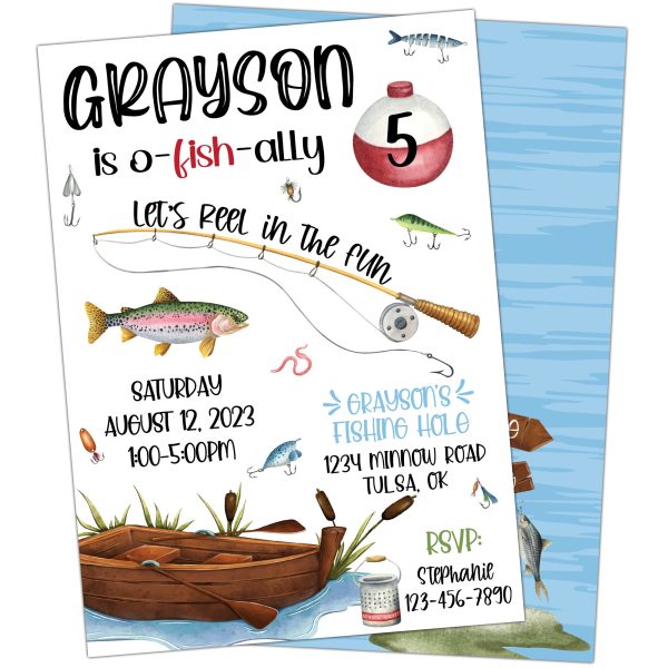 Gone Fishing Birthday Party Invitation For Discount