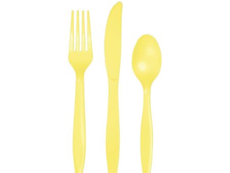 Mimosa Yellow Plastic Cutlery Service for 8 Sale