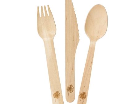 Tropical Wooden Cutlery Set for 6 For Sale