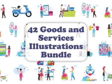 Goods and services vector illustrations bundle Online now