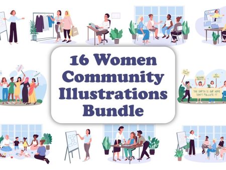 Women community color vector character bundle For Sale