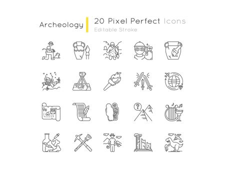 Archeology linear icons set For Sale