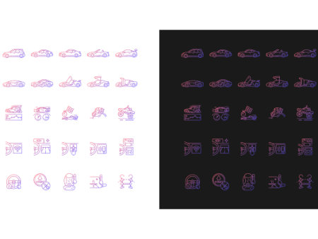 Auto racing gradient icons set for dark and light mode Fashion