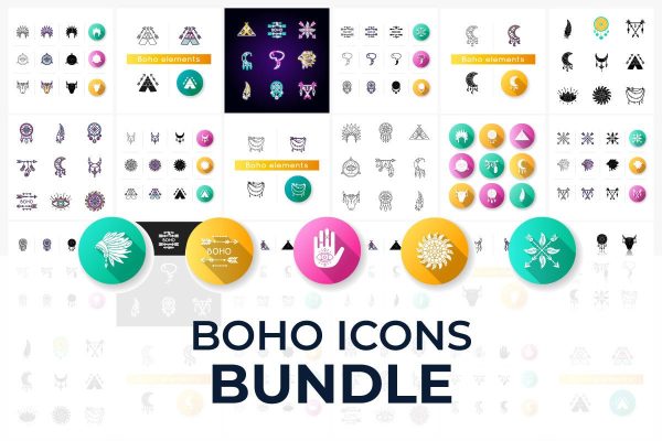 Boho icons bundle on Sale