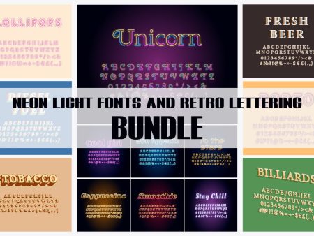 Neon light fonts bundle Online