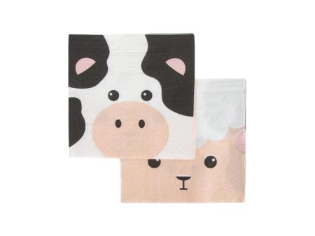 Barnyard Sheep & Cow Dessert Napkins 20ct Supply