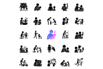 Parent and child interaction black glyph icons set on white space Fashion