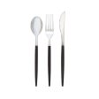 Black & Silver Plastic Cutlery Set for 8 Online Hot Sale