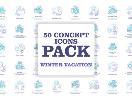 Winter vacations concept icons bundle Online now