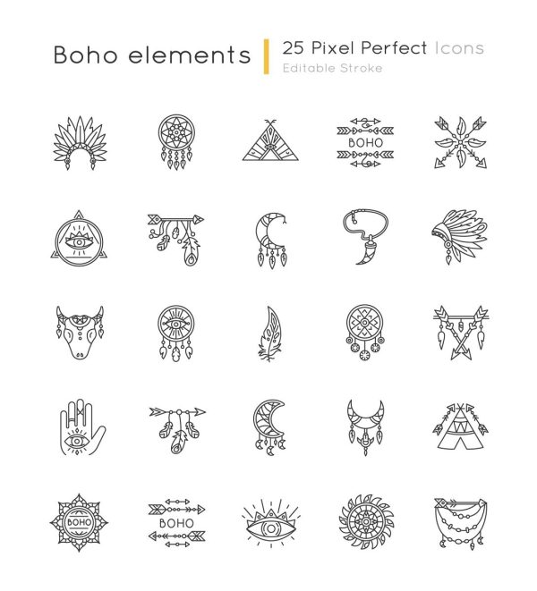 Boho icons bundle on Sale