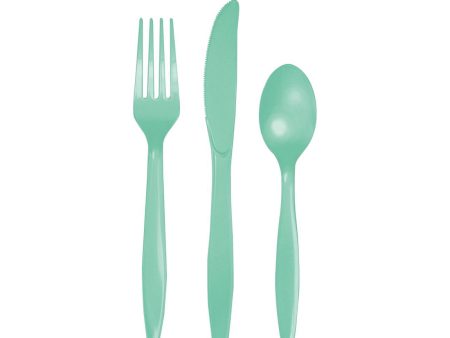 Mint Green Plastic Cutlery Set Set for 8 Online Sale