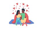 Couple under blanket semi flat color vector character set on Sale