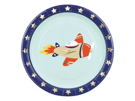 Vintage Airplane Dessert Plates 6ct For Sale