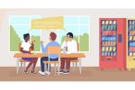 School rooms flat color vector illustration set on Sale