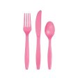 Candy Pink Premium Plastic Cutlery Set for 8 on Sale