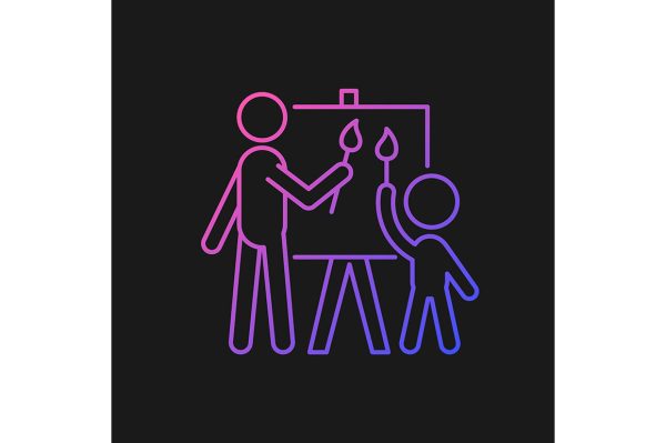 Parent and child interaction gradient icons set for dark and light mode For Cheap