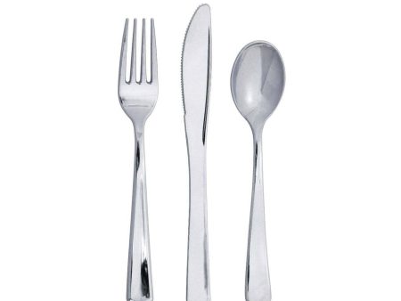 Silver Premium Plastic Cutlery Set for 8 Online