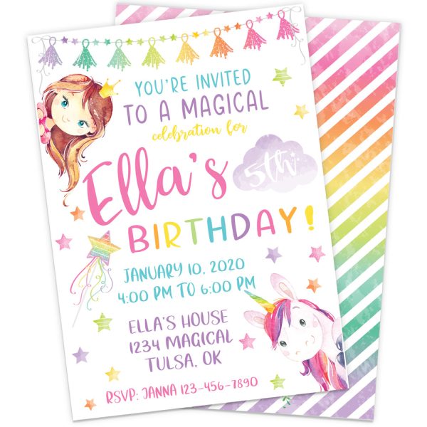 Magical Unicorn Birthday Party Invitation For Sale