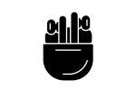 Different types of headphones black glyph icons set Online