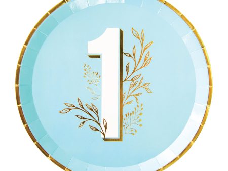 Blue & Gold 1st Birthday Lunch Plates 8ct For Cheap