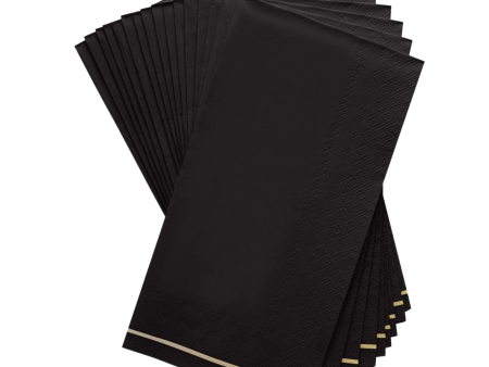 Black with Gold Stripe Paper Guest Towels 16ct Fashion