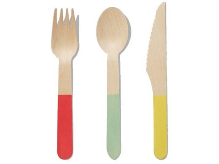 Tricolor Wooden Cutlery Set for 10 Supply