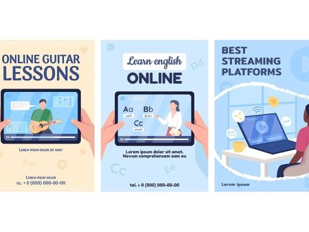 Streaming platforms poster flat vector templates on Sale