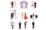 Happy newlyweds couples vector character set Online Sale