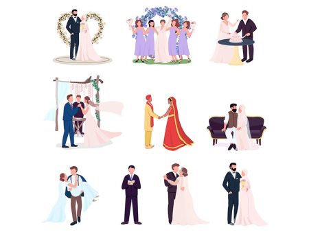 Happy newlyweds couples vector character set Online Sale