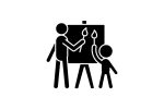 Parent and child interaction black glyph icons set on white space Fashion