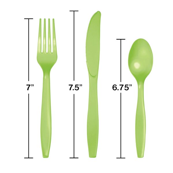 Lime Green Plastic Cutlery Set for 8 Cheap