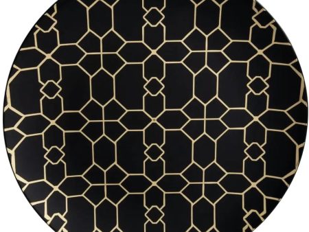 Black & Gold Geometric Pattern Plastic Dinner Plates 10ct Online Sale