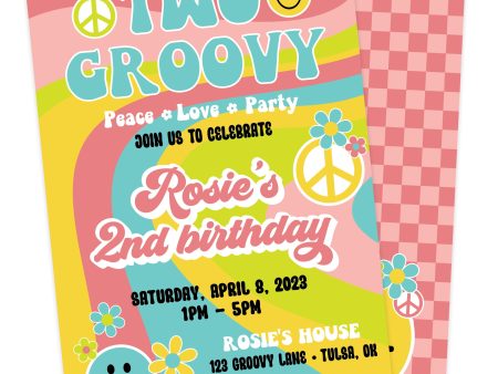 Two Groovy Birthday Party Invitation For Cheap