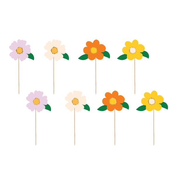 Flower Cupcake Toppers 8ct For Sale