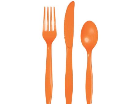 Orange Premium Plastic Cutlery Set for 8 Hot on Sale