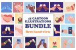 Holding hands flat color vector illustration bundle Supply