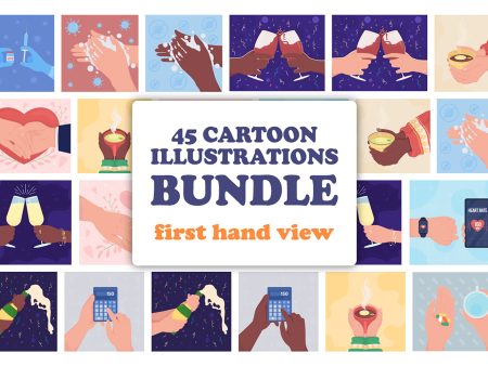 Holding hands flat color vector illustration bundle Supply