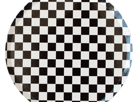 Black & White Checkered Dinner Plates 8ct on Sale