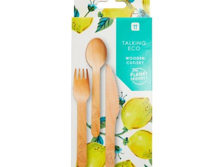 Lemon Wooden Cutlery Set for 6 For Sale