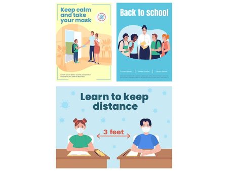 Back to school poster flat vector templates Fashion