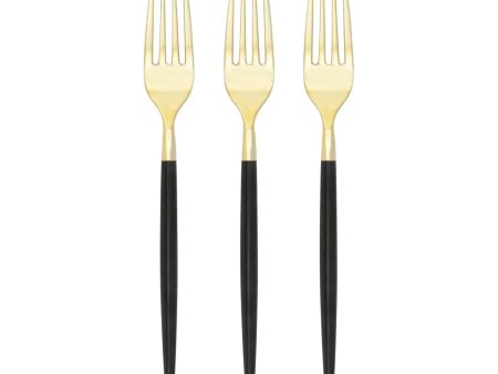 Black & Gold Plastic Forks 32ct Online now